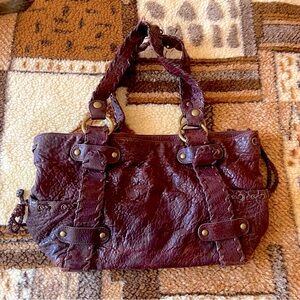 Kooba Pebbled Leather Burgundy Wine Shoulder Bag